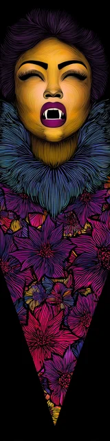 Free vampire bookmark featuring the top portion of a black-themed vampire design